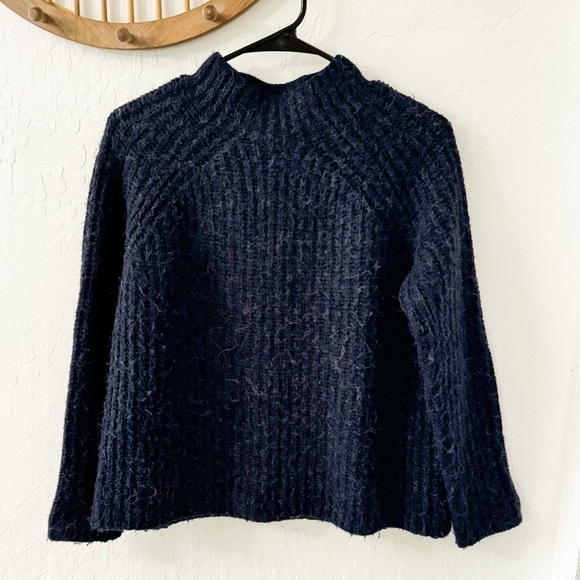 Boden Navy Blue Mock Neck Pullover Wool Alpaca Blend Sweater Small - Picture 1 of 6